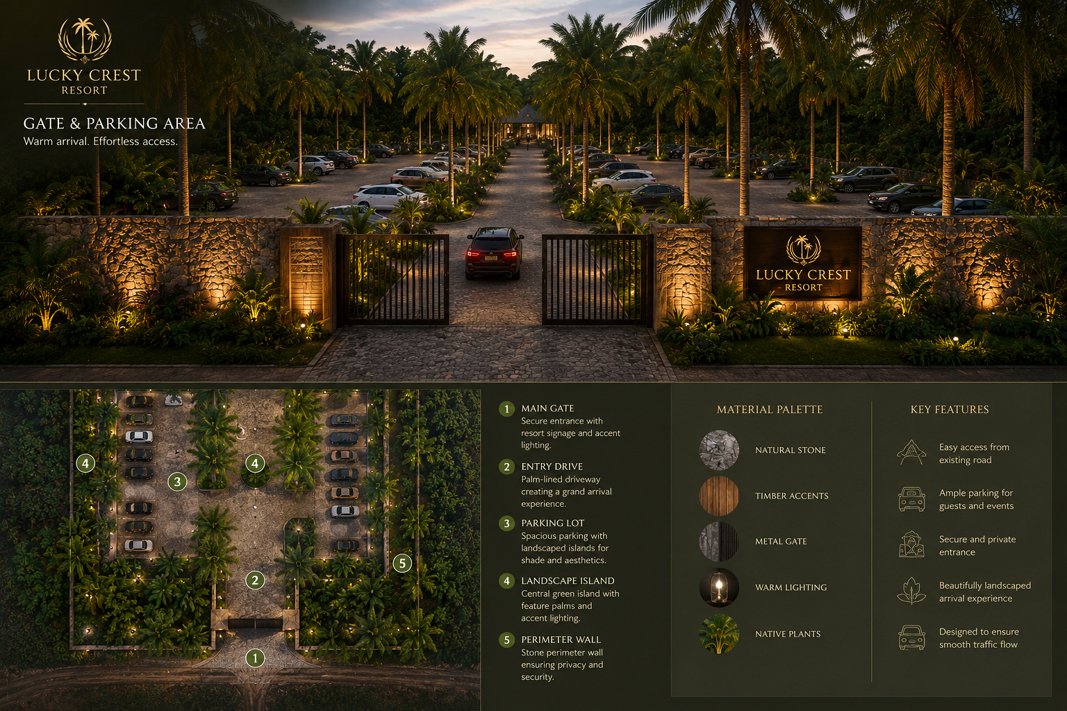 Gate and parking area